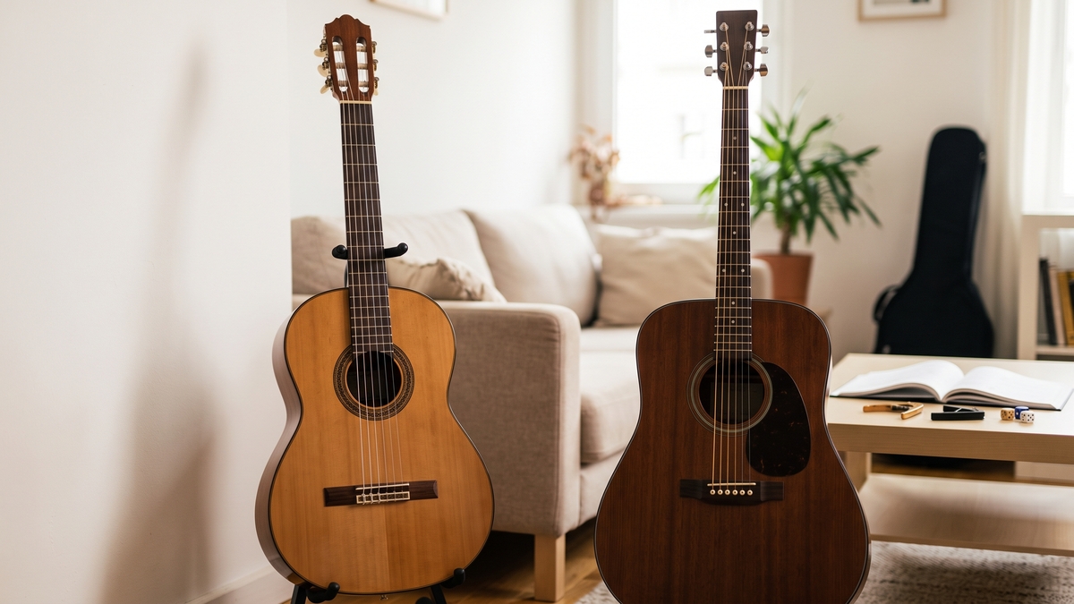 Gitara klasyczna a gitara akustyczna – krótki przewodnik dla początkujących.