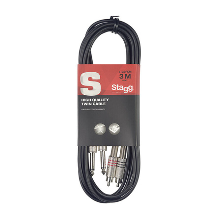 Stagg STC3 PCM - podwójny kabel połączeniowy jack/RCA 3m