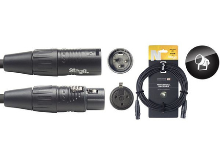 Stagg NDX10R-3 - kabel DMX XLR 3-pin REAN, 10 m, impedancja 110 Ω