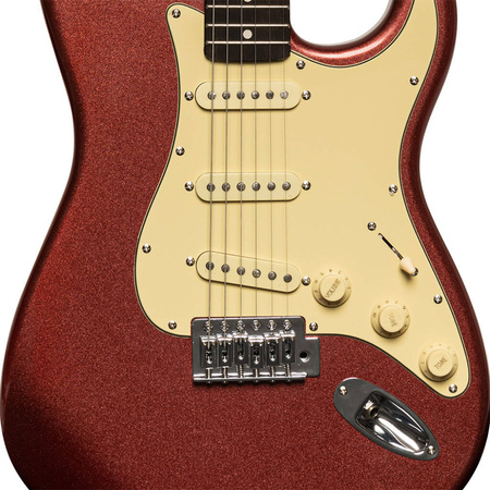 Stagg SES-30 CAR - gitara elektryczna SSS, paulownia, 21 progów, czerwona