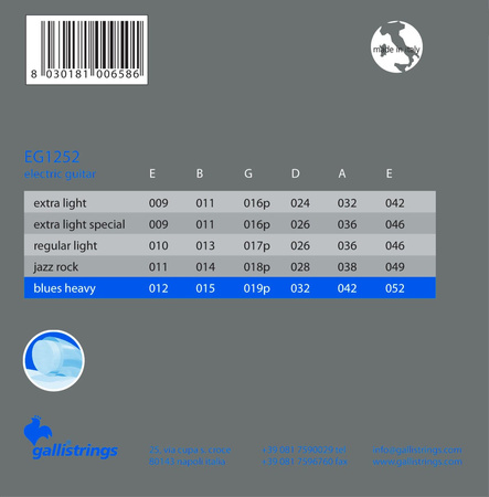 Galli EG1252 Blues Heavy - struny powlekane do gitary elektrycznej .012-.052