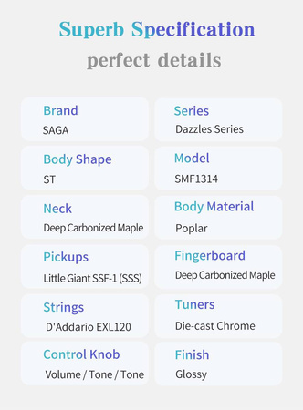 Gitara elektryczna SAGA SMF1314 BK (SSS)