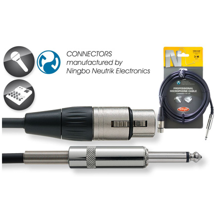 Stagg NMC3XPR - kabel mikrofonowy, XLR żeński - jack 6,35 mm TS, 3 m
