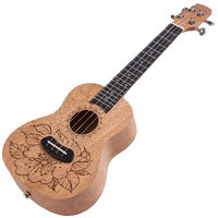 LAILA UFG-2311-A FLOWERS – sopranowe ukulele z grawerem, 23" mahoniowe