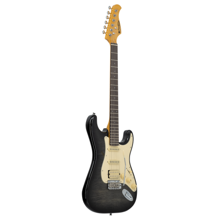 Prodipe ST93 Alder Trans Black - gitara elektryczna HSS Alnico V, olcha i klon płomienisty