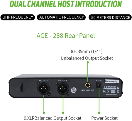Bezprzewodowy system mikrofonowy Acemic ACE-288