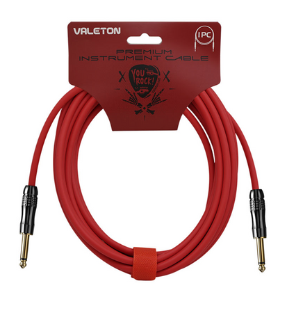 Valeton VGC-5R - kabel instrumentalny 5 m, czerwony, proste wtyki