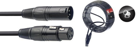 Stagg SDX0,5-3 - kabel DMX XLR 3-pin męski / żeński, 0,5 m, czarny
