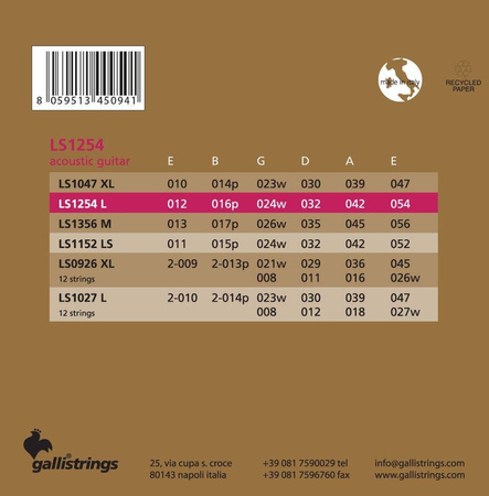 Galli LS1254 Light - struny do gitary akustycznej