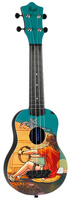 Ukulele sopranowe Flight UTS42 Game – grafika gracz & kot, turkusowe