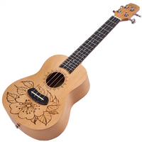 LAILA UFG-2311-C FLOWERS - sopranowe ukulele z ornamentem kwiatowym, naturalne