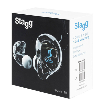 Stagg SPM-435 TR - hybrydowe słuchawki douszne, 4 przetworniki, przezroczyste
