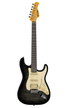 Prodipe ST93 Alder Trans Black - gitara elektryczna HSS Alnico V, olcha i klon płomienisty