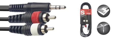 Stagg SYC3/MPSB2CM E - kabel audio, 3 m, czarny