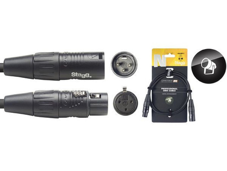 Stagg NDX5R-3 - kabel DMX 5 m, XLR 3-pin REAN