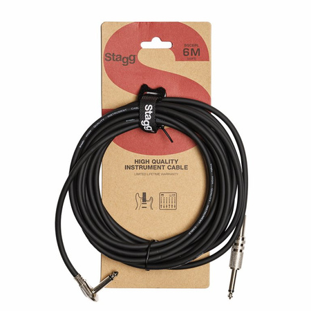 Stagg SGC6PL - kabel instrumentalny jack prosty / kątowy, 6 m, seria S