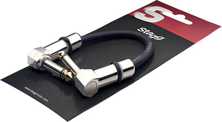Stagg SPC010L DL - kabel patch mono jack 6,35 mm, dwa wtyki kątowe, 10 cm