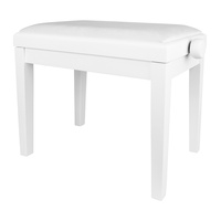 Ława pianinowa Be Joe PB10 White Matt / White Velvet - regulowana, elegancka, wygodna 80x40 cm