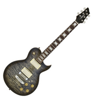 ARIA PE-480 SBKB - gitara elektryczna 6-strunowa, mahoń, top quilted maple, gryf 3-ply klon/orzech, Set-Neck