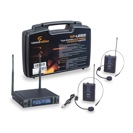 Soundsation WF-U2302PP - podwójny system UHF 630-660 MHz z dwoma mikrofonami nagłownymi i nadajnikami bodypack
