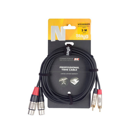Stagg NTC3CMXFR - przewód audio RCA męskie / XLR żeńskie, 3 m