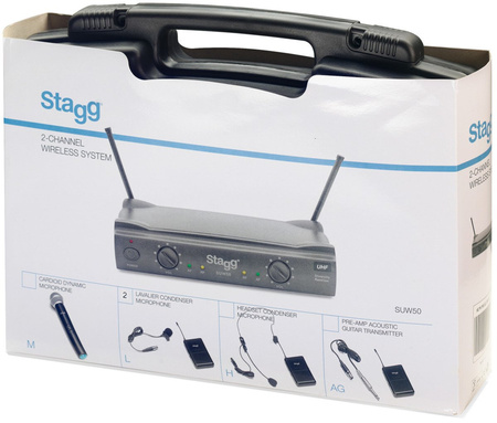 Stagg SUW 50 LL EG EU - system bezprzewodowy UHF, 2 mikrofony krawatowe