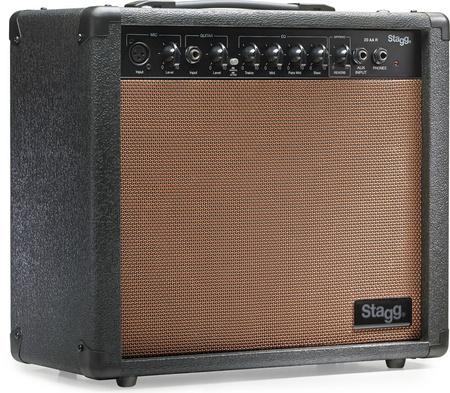 Stagg 20 AA R EU - combo do gitary elektroakustycznej, 20 W RMS, pogłos sprężynowy