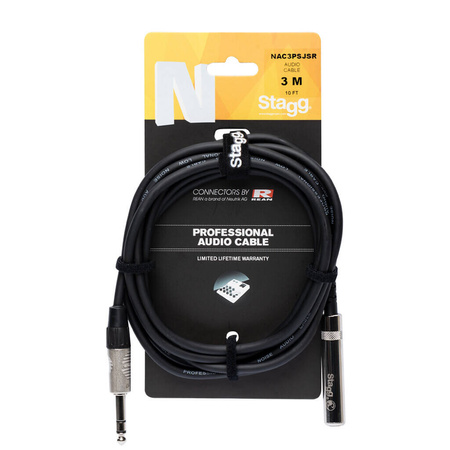 Stagg NAC3PSJS - przedłużacz jack stereo 6,3 mm, męski-żeński, 3 m