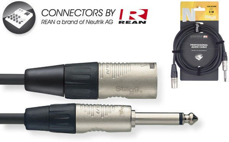 Stagg NAC1PXMR - przewód audio jack / XLR męski, 1 m