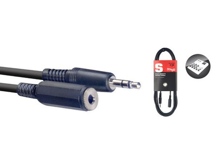 Stagg SAC3MPSBMJS - przedłużacz audio mini jack, 3 m, czarny