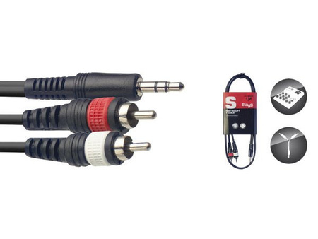 Stagg SYC1/MPSB2CM E - kabel Y mini jack stereo / 2 RCA, 1 m