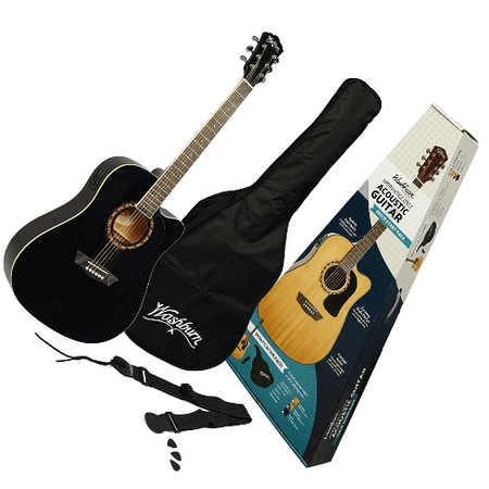 WASHBURN AD 5 CE (B) PACK - gitara elektroakustyczna Dreadnought Cutaway + akcesoria