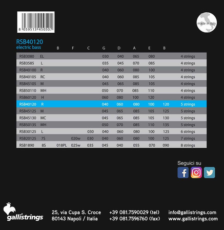 Galli RSB40120 Short Scale - struny do gitary basowej