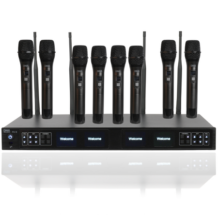 DNA RV-8 zestaw bezprzewodowy 8x bateryjny mikrofo