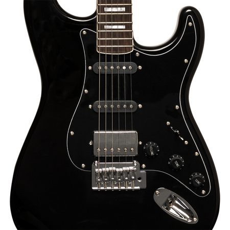 Stagg SES-60 BLK - gitara elektryczna HSS, olcha, palisander, czarna