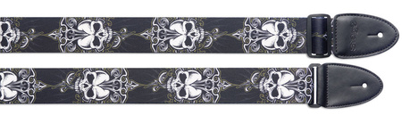 Stagg STE BLACK SKULL - pasek gitarowy z motywem Black Skull