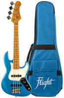 Flight Mini JB Bass LPB – basowy ukulele 4-strunowe, maple, niebieskie