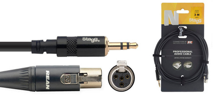Stagg NAC3MPSMJSR - kabel stereo mini jack męski-żeński REAN, 3 m