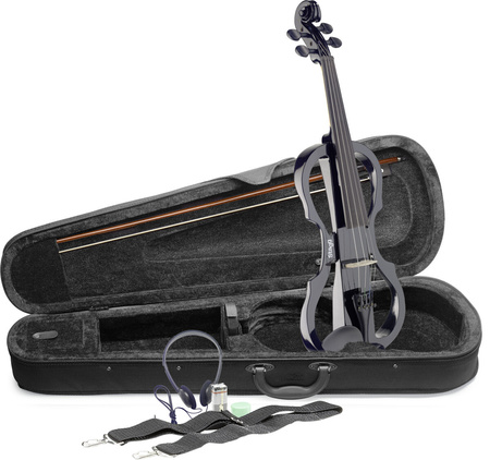 Stagg EVN X-4/4 MBK - skrzypce elektryczne 4/4, czarny metalik, zestaw