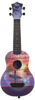 Flight UTS42 Vibe - Sopranowe Ukulele z Artystycznym Motywem Zachodu Słońca