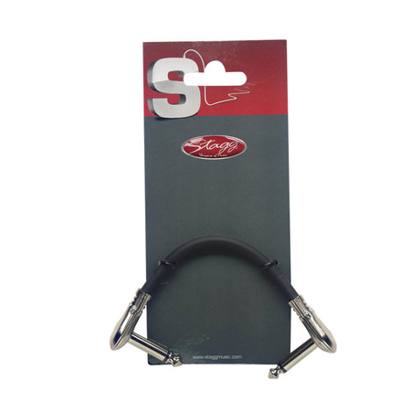 Stagg SPC010L FL - kabel patch mono jack 6,35 mm, dwa płaskie wtyki kątowe, 10 cm