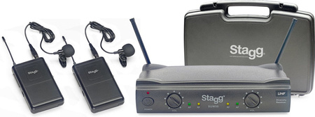 Stagg SUW 50 LL FH EU - system bezprzewodowy UHF, 2 mikrofony krawatowe