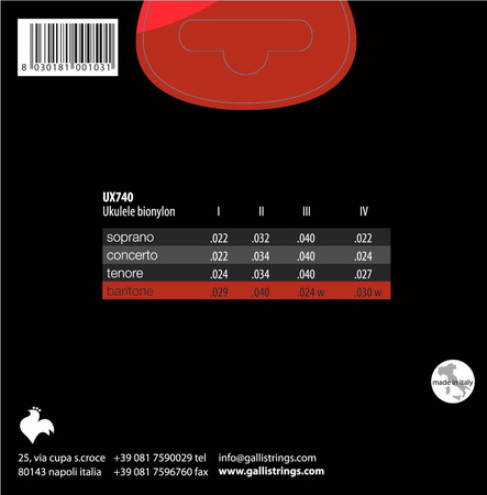 Galli UX740 - struny do ukulele barytonowego