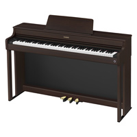 Casio AP-300 BN — Pianino cyfrowe 88 klawiszy, klawiatura młoteczkowa, brązowe wykończenie - eleganckie i pedagogiczne