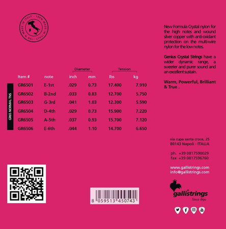 Galli GR 65 - struny do gitary klasycznej