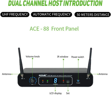 Bezprzewodowy system mikrofonowy Acemic ACE-88